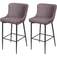 Mendler 2er-Set Barhocker MCW-H79, Barstuhl Tresenhocker, Vintage Metall Fußablage Stoff/Textil dunkelgrau