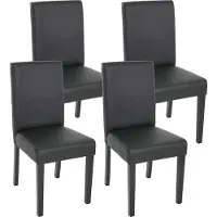 MCW 4er-Set Esszimmerstuhl Stuhl Küchenstuhl Littau Kunstleder, schwarz matt, dunkle Beine