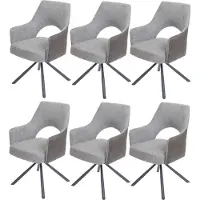 Mendler 6er-Set Esszimmerstuhl MCW-K30, Küchenstuhl Lehnstuhl, drehbar Auto-Position, Stoff/Textil MVG grau-dunkelgrau