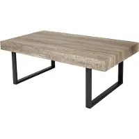 Mendler Couchtisch Genk H576, Wohnzimmertisch, 40x110x60cm, MVG- Wildeiche, dunkle Metall-Füße