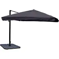 Mendler Gastronomie-Ampelschirm MCW-A96, Sonnenschirm, 3x4m (Ø5m) Polyester/Alu 26kg Flap, anthrazit mit Ständer