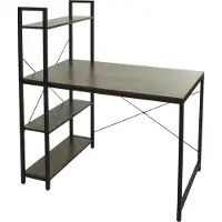 Mendler Schreibtisch mit Regal MCW-K81, Laptoptisch Bürotisch Arbeitstisch, 100x60cm Metall MDF braun