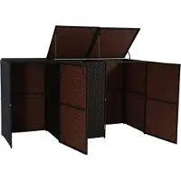 Mendler 3er-Mülltonnenverkleidung MCW-E25, Mülltonnenbox Mülltonnenabdeckung, Poly-Rattan 3x120l braun
