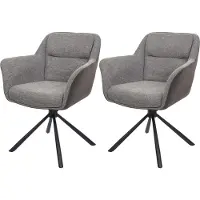 Mendler 2er-Set Esszimmerstuhl MCW-K33, Küchenstuhl Stuhl, drehbar Auto-Position, Stoff MVG Kunstleder, grau-dunkelgrau
