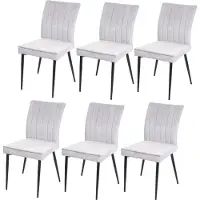 Mendler 6er-Set Esszimmerstuhl MCW-K16, Stuhl Küchenstuhl, Samt Metall hellgrau