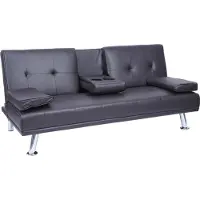 Mendler 3er-Sofa MCW-F60, Couch Schlafsofa Gästebett, Tassenhalter verstellbar 97x166cm Kunstleder, braun