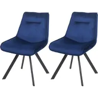 MCW 2er-Set Esszimmerstuhl MCW-K24, Polsterstuhl Küchenstuhl Lehnstuhl Stuhl, Metall Samt blau