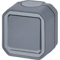 Legrand 069726L Plexo New FRAP 2poliger Schalter Kontroll 10 AX, Steckklemmen, IP55, IK08, Grau