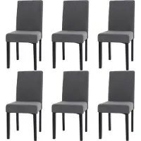 Mendler 6er-Set Esszimmerstuhl Littau, Stuhl Küchenstuhl Hochlehner, Stoff/Textil Cord Holz dunkelgrau, dunkle Beine