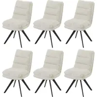 Mendler 6er-Set Esszimmerstuhl MCW-G66, Küchenstuhl, drehbar Auto-Position Stoff/Textil Bouclé MVG cremeweiß