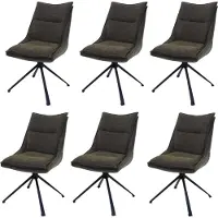 Mendler 6er-Set Esszimmerstuhl MCW-N71, Küchenstuhl, drehbar Auto-Return, Stoff/Textil (420g/m²) grün
