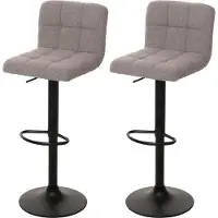 Mendler 2er-Set Barhocker MCW-G87, Tresenhocker Barstuhl, höhenverstellbar drehbar, Stoff Boucle (450g/m²) MVG grau