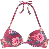s.Oliver Push-Up-Bikini-Top "Marika", Damen, Gr. 32, Cup A, rot (rostrot, bedruckt), Microfaser, Polyamid, bedruckt, geblümt, Bikini-Oberteile Push-Up-Bikini-Top, bedruckt