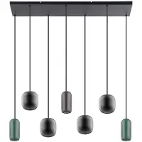LUCANDE Narion 7 Pendelleuchte Schwarz - , Narion, dimmbar, Multicolor, für Esszimmer, Metall, Modern