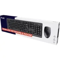 Trust Primo, Kabellos, RF Wireless, Membran Key Switch, QWERTY, Schwarz, Maus enthalten