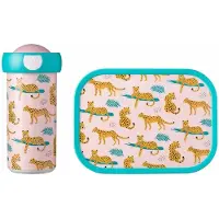 Mepal Lunchbox "Brotdose + Verschlussbecher Campus 300 ml + 700 ml 2er Set", beige (leopard), ABS-Kunststoff, Lebensmittelaufbewahrungsbehälter, Lunchbox
