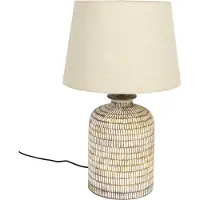 Dutchbone Tischlampe Russel mit handbemaltem Keramikfuß in Beige von