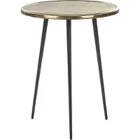 Beliani Beistelltisch Gold Aluminium und Eisen Rund 43 cm mit Schwarzen Beinen Retro Anitk Optik Dreibeinig Wohnzimmer Ausstattung Möbel Blumenständer