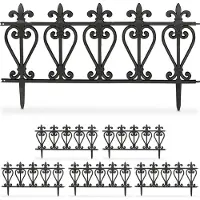 Relaxdays Beeteinfassung, 6er Set, Kunststoff, HxB: je 32,5 x 61 cm, Beetumrandung Garten, Zierzaun zum Stecken, schwarz