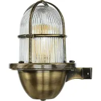 Licht-Erlebnisse Wandleuchte außen IP64 E27 Glas Messing Maritim Haus Garten Außenlampe Wand
