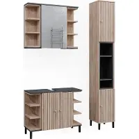 Vicco Badmöbel-Set Aquis Sonoma 3 Teile, mit Hochschrank, Model 40656