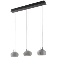 LUCANDE LED-Hängeleuchte Dain, 3-flammig, rauchgrau, Glas