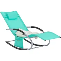 SoBuy OGS28-TB Sonnenliege Gartenliege wetterfest Liegestuhl Schaukelstuhl mit Kopfkissen Relaxliege Schaukelliege Strandliege bis 150 kg Helltürkis