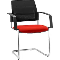 Schäfer Shop Freischwinger SSI Proline Visit S2, ergonomisch, Armlehnen, stapelbar bis 4 Stück, B 480 x T 480 x H 480 mm, rot/schwarz