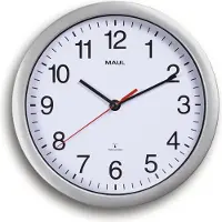 MAUL Wanduhr MAULrun Ø 25.2 x 5 cm funkgesteuert Kunststoff 1 x AA (1.5 V) silber