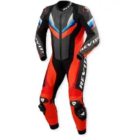 REV'IT! REV’IT! Quantum 3 Neon Rot Schwarz 1-Teiler Motorrad Lederkombi Größe 56