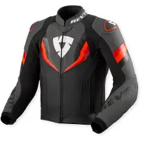 REV'IT! Revit Quantum 3 perforierte Motorrad Lederjacke, schwarz/neon-rot, 48