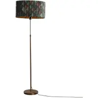 QAZQA Stehleuchte Bronze mit ovalem Samtschirm Blattdesign 50cm - Parte