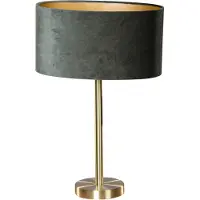 QAZQA Tischleuchte Messing mit ovalem Samtschirm Grün 35cm - Simplo