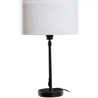 QAZQA - Modern Tischleuchte I Tischlampe I Lampe I Leuchte Schwarz mit ovalem Leinen-Schirm Weiß 35cm - Parte I Wohnzimmer I Schlafzimmer - Stahl Länglich I Rund - LED geeignet E27