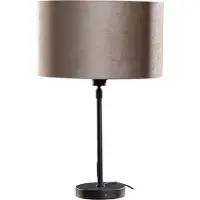 QAZQA - Modern Tischleuchte I Tischlampe I Lampe I Leuchte Schwarz mit Taupe Samt-Schirm 35cm - Parte I Wohnzimmer I Schlafzimmer - Stahl Länglich I Rund - LED geeignet E27