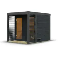 Karibu Saunahaus Außensauna Gartensauna Ares 2 anthrazit lackiert ohne Zubehör 38mm Massivholz 237x276x232 cm Metallfarbe: anthrazit