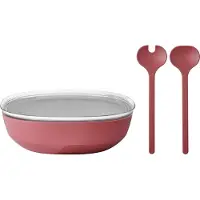 Mepal Schale "Servierschale mit Deckel & Salatbesteck Silueta 4000 ml", bunt (vivid mauve), L:30,1cm, Schüsseln, Schale