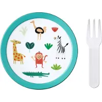 Mepal Lunchbox "Fruchtbox mit Gabel Campus 300 ml", bunt (animal friends), L:6,7cm, Kunststoff, Lebensmittelaufbewahrungsbehälter, Lunchbox