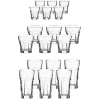 Leonardo Gläser-Set "Bargläser Rock 18er Set transparent" Ideal für den Alltag, spülmaschinengeeignet
