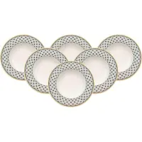 Villeroy & Boch Suppenteller "Suppenteller Audun Promenade ø 24,2 cm 6er Set weiß-grau-gelb"