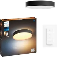 Philips White ambience Enrave Deckenleuchte L schwarz + Dimmschalter, Intelligente Deckenbeleuchtung, Bluetooth/Zigbee, Schwarz, LED, Metall, Nicht austauschbare(s) Leuchtmittel