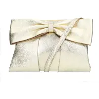 Manfield Goldfarbene Leder-Schultertasche mit Schleife | Größe Onesize