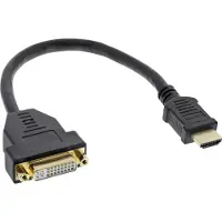 InLine HDMI-DVI Adapterkabel, HDMI Stecker auf DVI Buchse, 0,2m, 0,2 m, HDMI Typ A (Standard), DVI-D, Stecker, Buchse, Gold