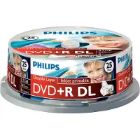 Philips DR8I8B25F - 25 x DVD+R DL - 8.5 GB (240 Min.) 8x - mit Tintenstrahldrucker bedruckbare Oberfläche - Spindel