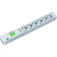 Bachmann 19" 1,5HE 6xCEE7/3 1xSchalter SPD Strom 2,0m CEE7/7