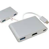 Helos Dockingstation, USB 3.1 Type-C St/3xUSB/HDMI/Type-C Bu, PREMIUM 4K, silber