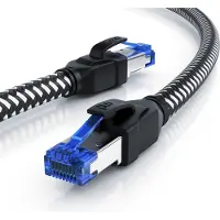 Primewire Patchkabel CAT 8 mit Baumwollummantelung - Gigabit Ethernet LAN Kabel - 40 Gbit/s - S/FTP PIMF Schirmung - Netzwerkkabel - 20m