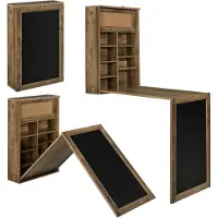 En.casa [] Klappschreibtisch Schreibtisch zum Ausklappen Wandklapptisch mit Tafel und Pinnwand Holzfarben