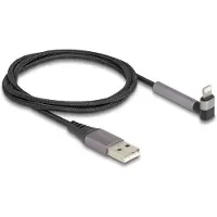 DeLOCK Daten- und Ladekabel USB Typ-A zu Lightning für iPhone, iPad, iPod gewinkelt mit Ständerfunktion schwarz 1,5 m MFi