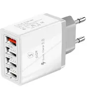 Sign Fast Charger 4xUSB-A, PD & Q.C 3.0, 33W - White